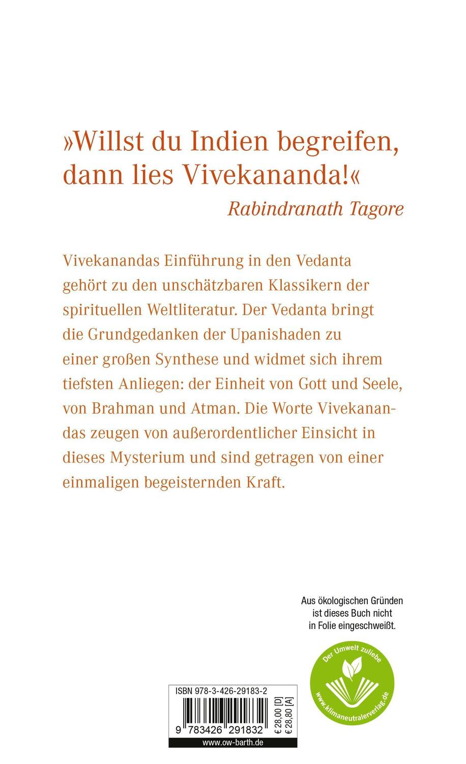 Rückseite: 9783426291832 | Vedanta | Der Ozean der Weisheit | Swami Vivekananda | Buch | 288 S.