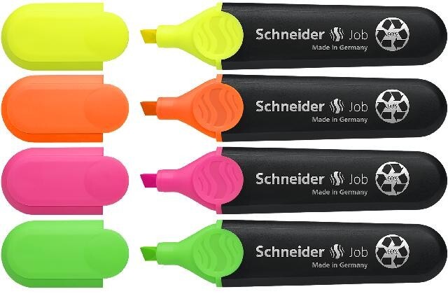 Cover: 4004675015006 | Schneider Textmarker Job, 4er Set | 50-1500 | 2024 | EAN 4004675015006