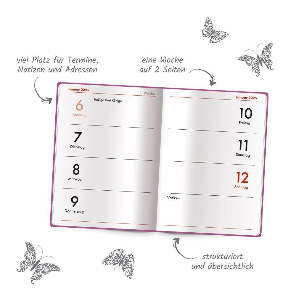 Bild: 4251901507105 | Trötsch Taschenkalender A7 Soft Touch Schmetterlinge 2025 | KG | 2025