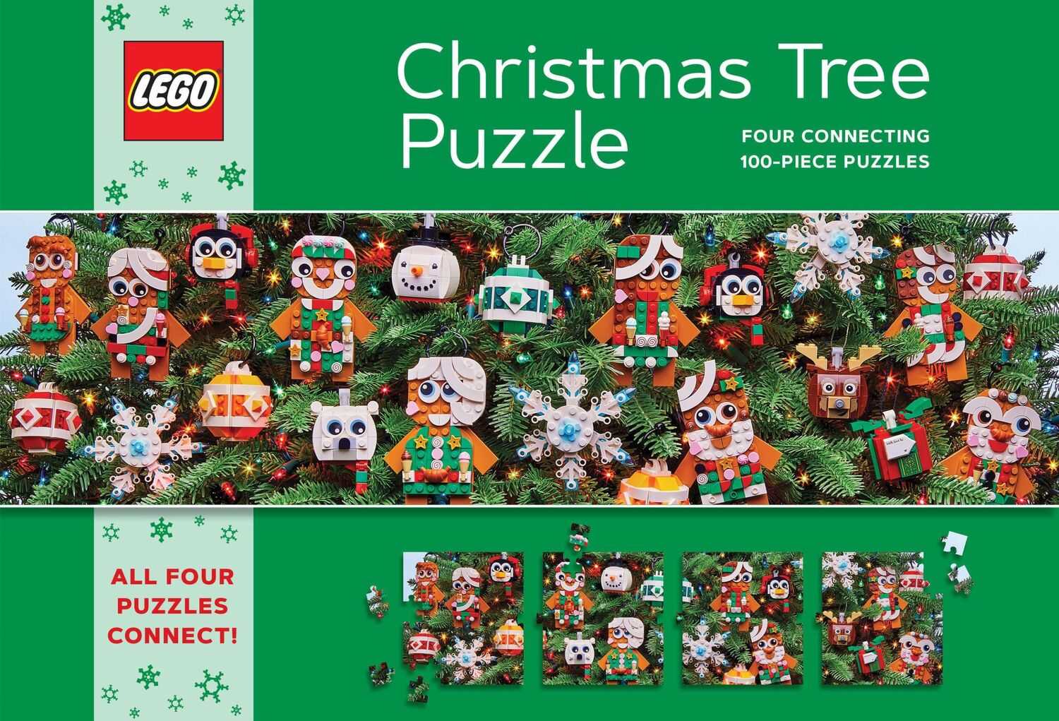 Cover: 9781797232805 | LEGO Christmas Tree Puzzle | Four Connecting 100-Piece Puzzles | Lego