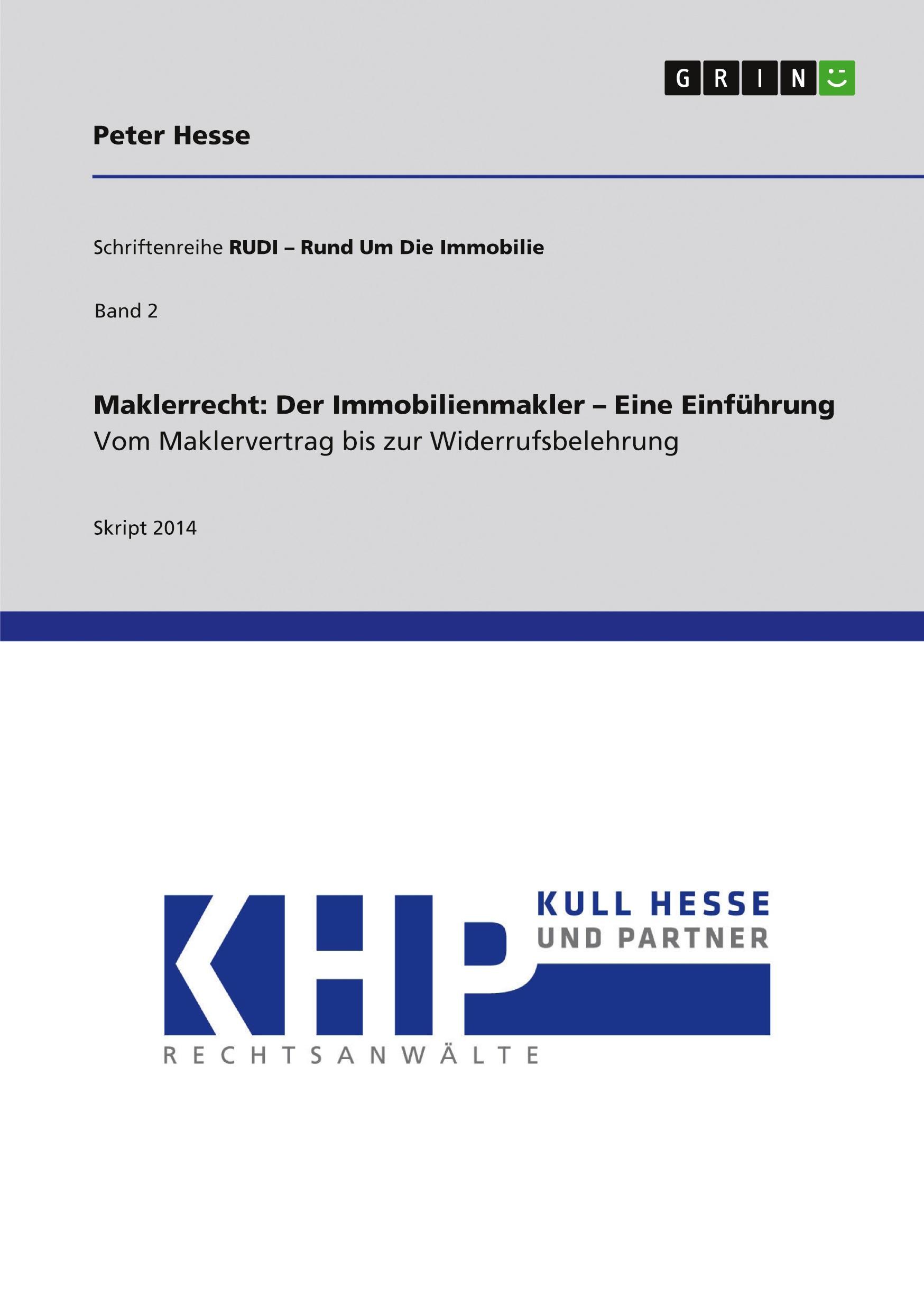 Cover: 9783656841241 | Maklerrecht: Der Immobilienmakler - Eine Einführung. Vom...