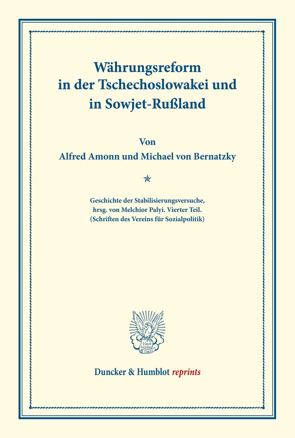Cover: 9783428174911 | Währungsreform in der Tschechoslowakei und in Sowjet-Rußland. | Buch
