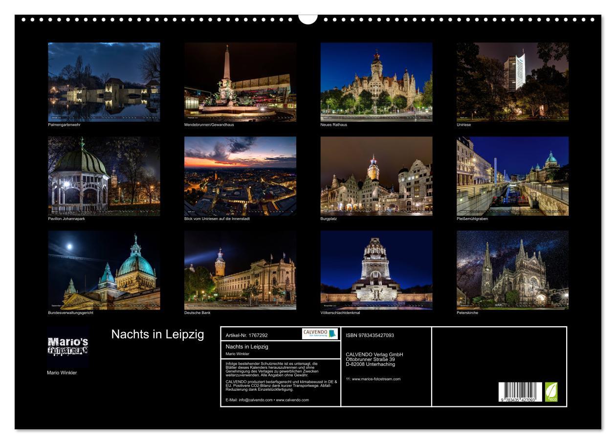 Bild: 9783435427093 | Nachts in Leipzig (Wandkalender 2025 DIN A2 quer), CALVENDO...