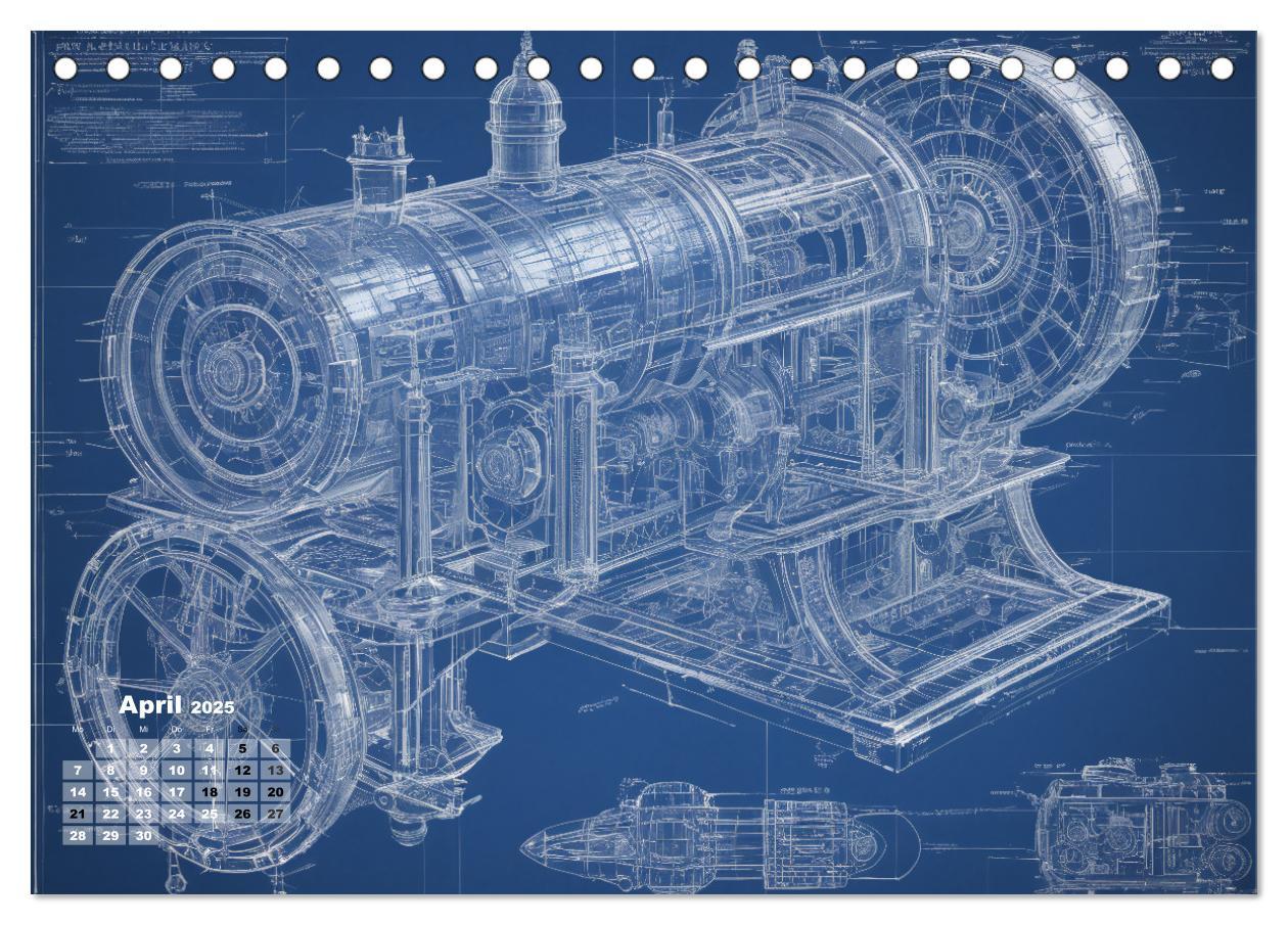 Bild: 9783383806056 | Steampunk - Blaupausen (Tischkalender 2025 DIN A5 quer), CALVENDO...