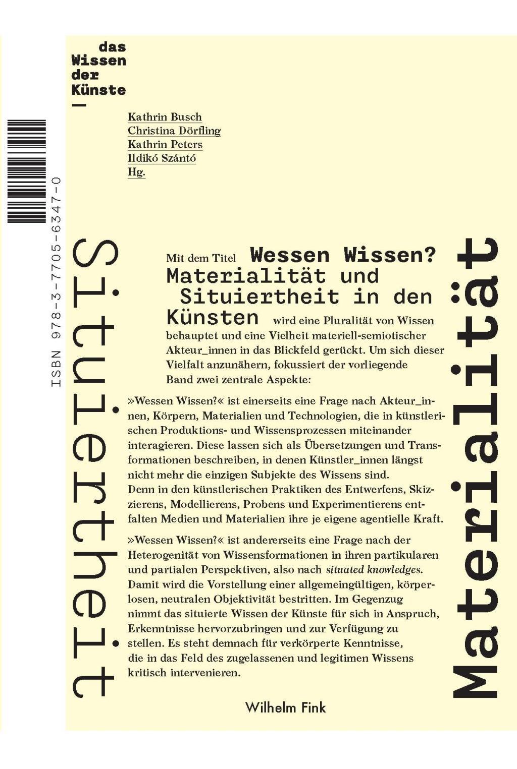 Cover: 9783770563470 | Wessen Wissen? | Kathrin Busch | Taschenbuch | 320 S. | Deutsch | 2018