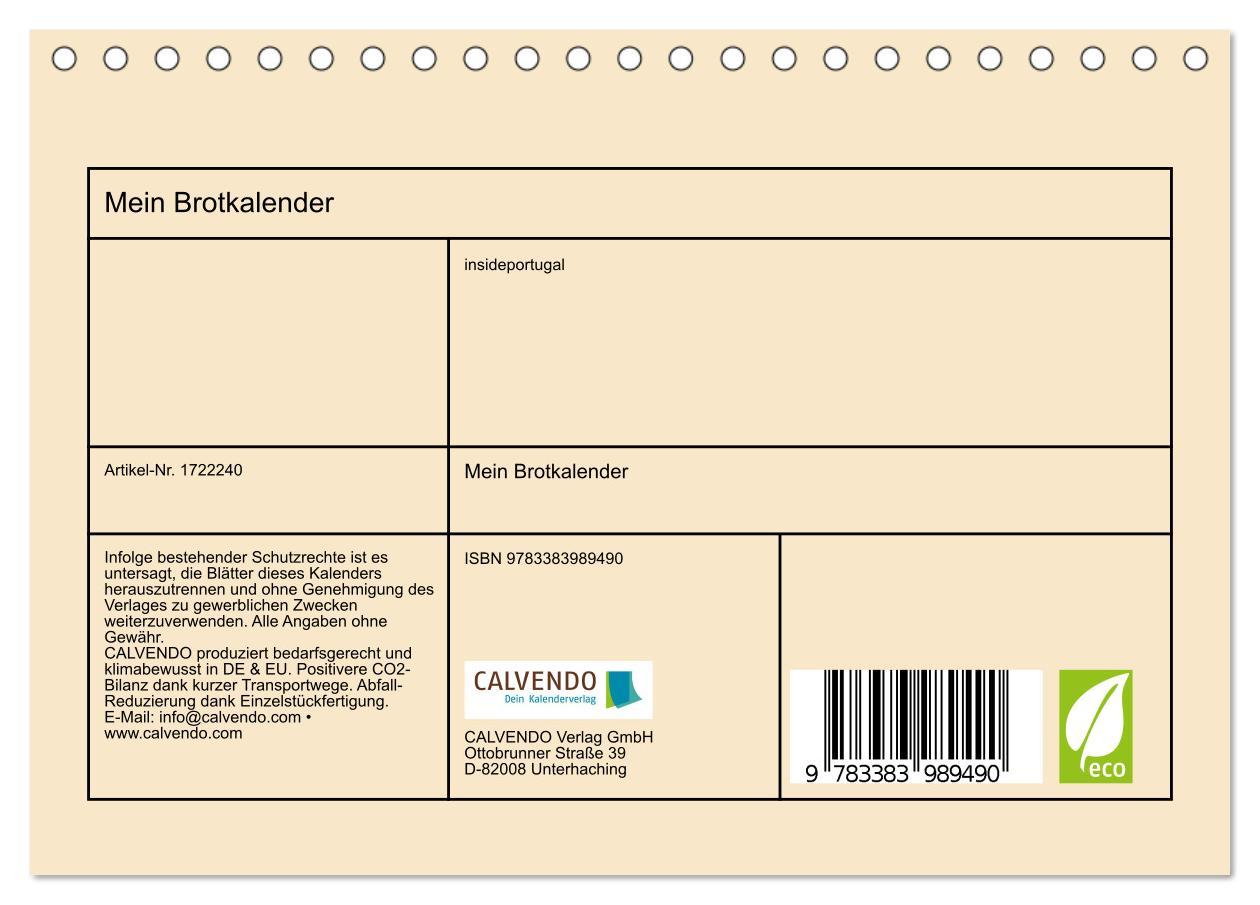 Bild: 9783383989490 | Mein Brotkalender (Tischkalender 2025 DIN A5 quer), CALVENDO...