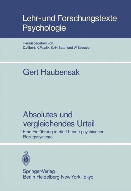 Cover: 9783540152668 | Absolutes und vergleichendes Urteil | Gert Haubensak | Taschenbuch | X