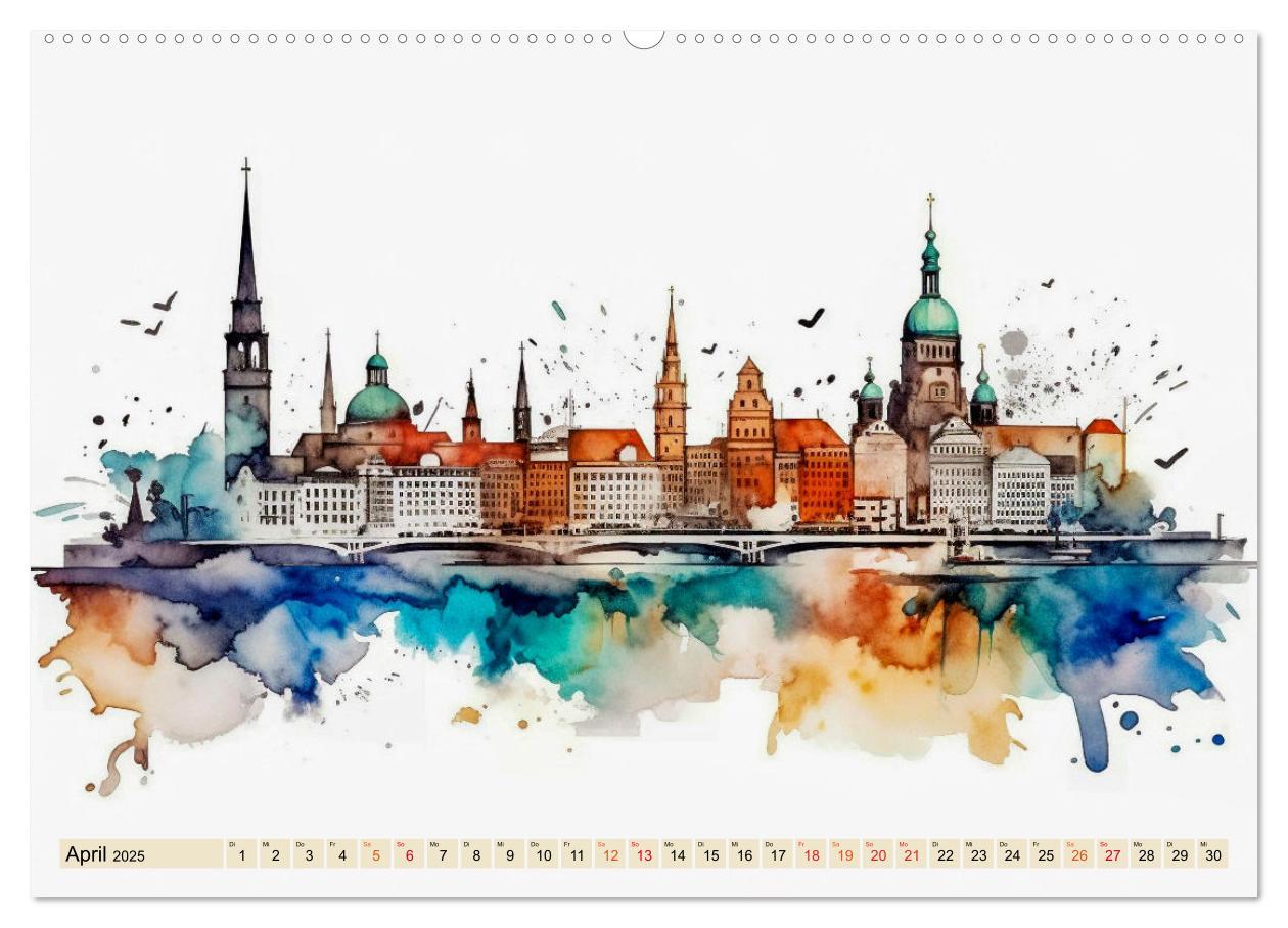 Bild: 9783383898013 | Skylines - bunte Städte (Wandkalender 2025 DIN A2 quer), CALVENDO...