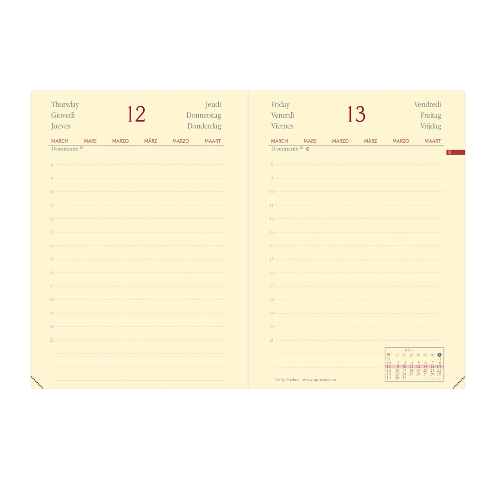 Bild: 3371010487004 | DAILY POCKET VZ Silk rot | Terminkalender Taschenformat | Kalender