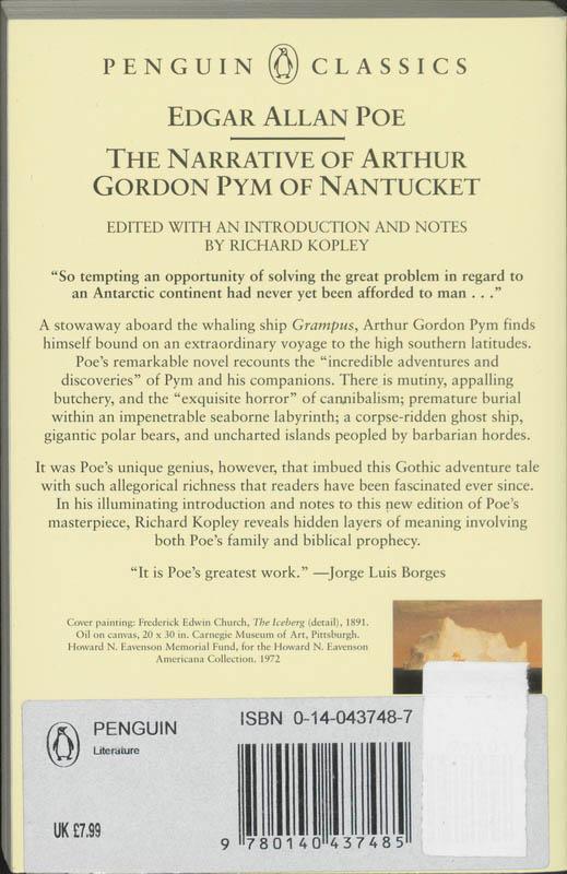 Rückseite: 9780140437485 | The Narrative of Arthur Gordon Pym of Nantucket | Edgar Allan Poe