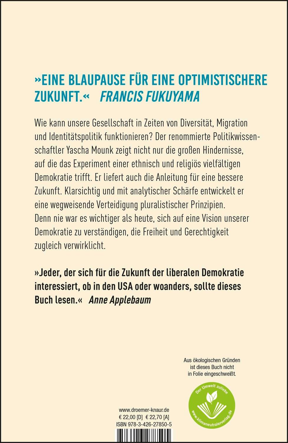 Rückseite: 9783426278505 | Das große Experiment | Yascha Mounk | Buch | 352 S. | Deutsch | 2022