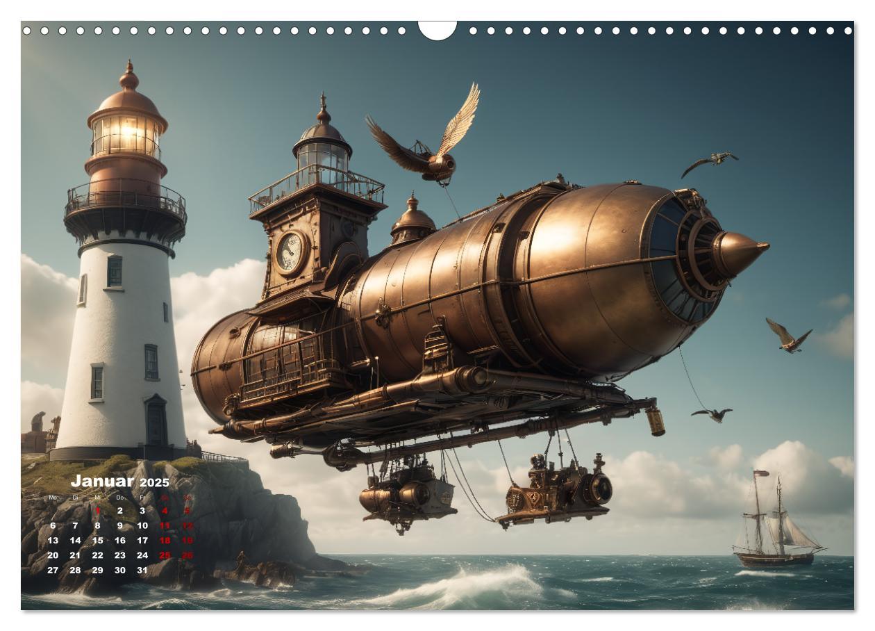 Bild: 9783383803789 | Steampunk - Die Welt der Leuchttürme (Wandkalender 2025 DIN A3...