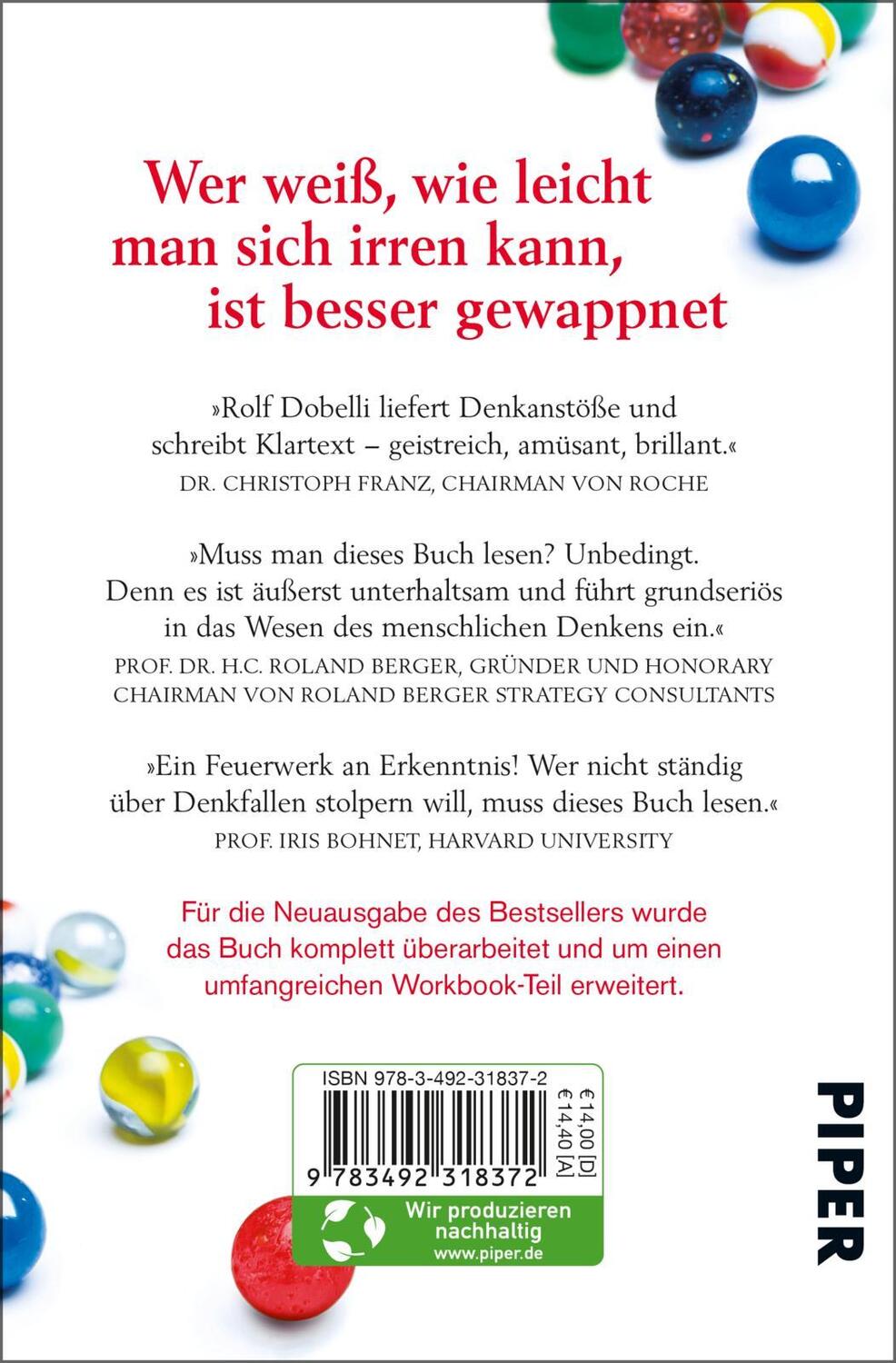 Rückseite: 9783492318372 | Die Kunst des klaren Denkens | Rolf Dobelli | Taschenbuch | 400 S.