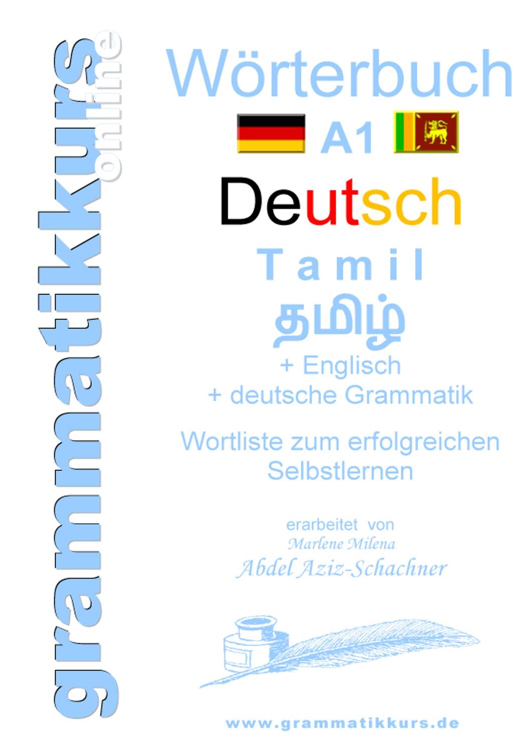 Cover: 9783749454969 | Wörterbuch Deutsch - Tamil Englisch A1 | Aziz-Schachner | Taschenbuch