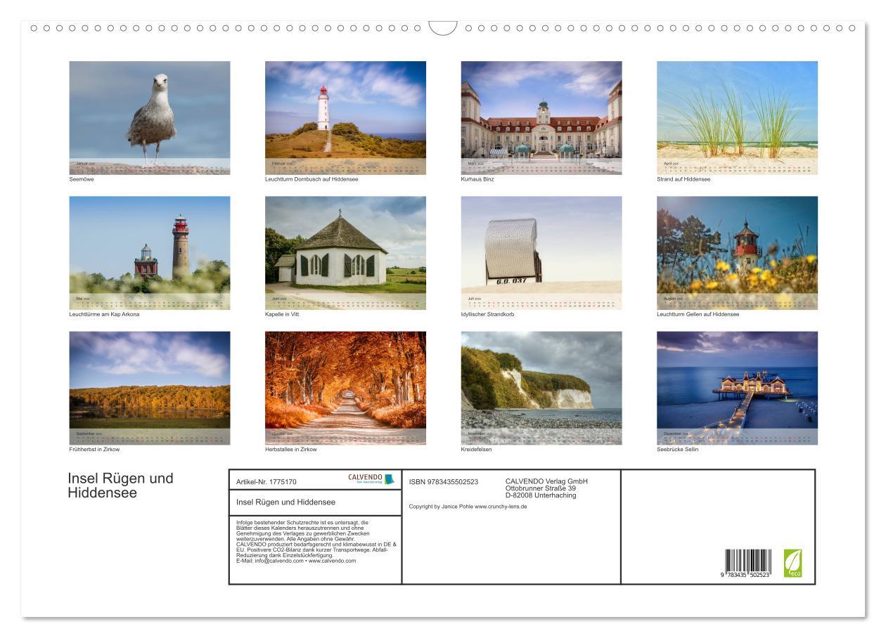 Bild: 9783435502523 | Insel Rügen und Hiddensee (Wandkalender 2025 DIN A2 quer), CALVENDO...