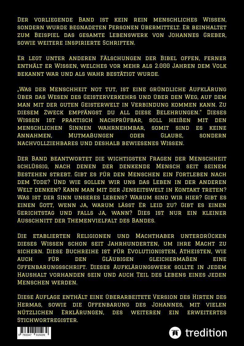 Rückseite: 9783347915039 | 2. Auflage 1. Band von Neuaufbau der Urbibel | Johannes Greber (u. a.)