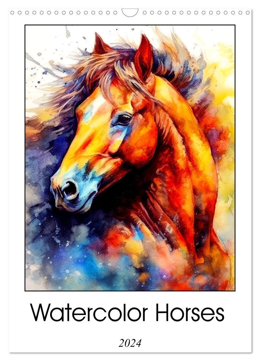 Cover: 9781325913640 | Watercolor Horses (Wall Calendar 2024 DIN A3 portrait), CALVENDO 12...
