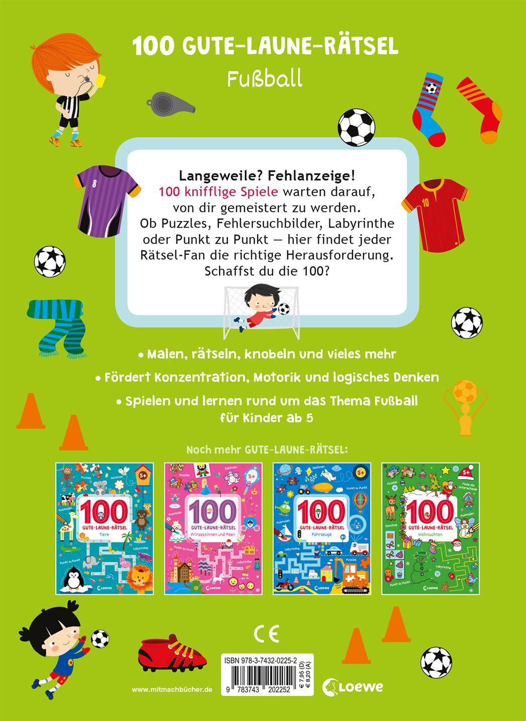 Rückseite: 9783743202252 | 100 Gute-Laune-Rätsel - Fußball | Lernspiele für Kinder ab 5 Jahre