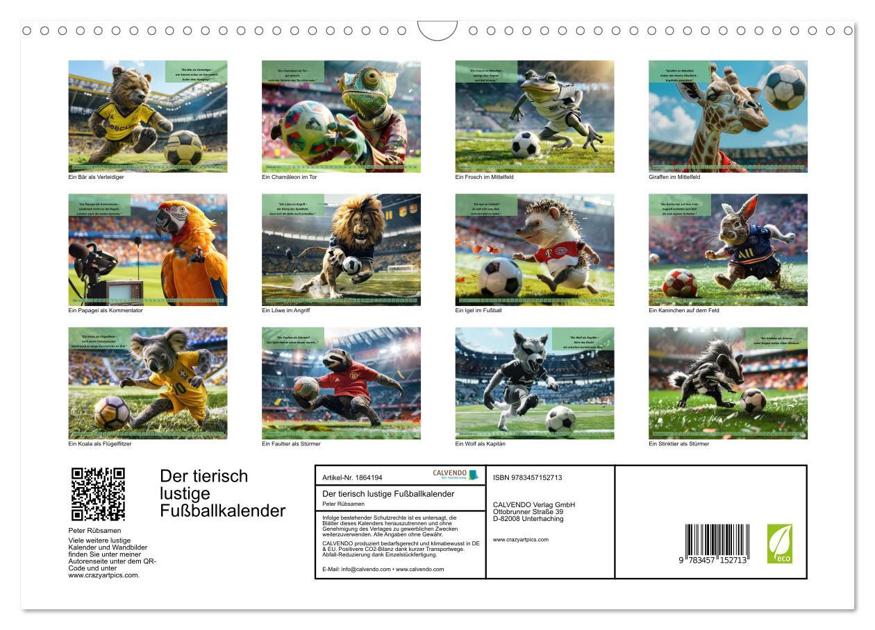 Bild: 9783457152713 | Der tierisch lustige Fußballkalender (Wandkalender 2025 DIN A3...