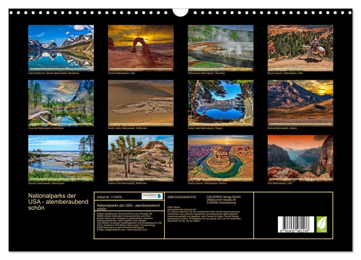 Bild: 9783435481576 | Nationalparks der USA - atemberaubend schön (Wandkalender 2025 DIN...