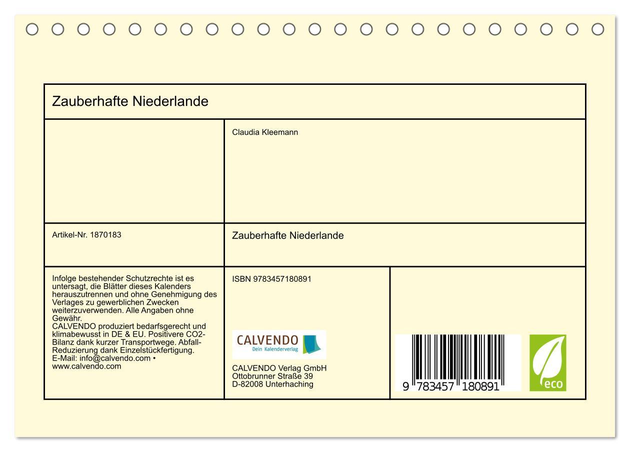 Bild: 9783457180891 | Zauberhafte Niederlande (Tischkalender 2025 DIN A5 quer), CALVENDO...