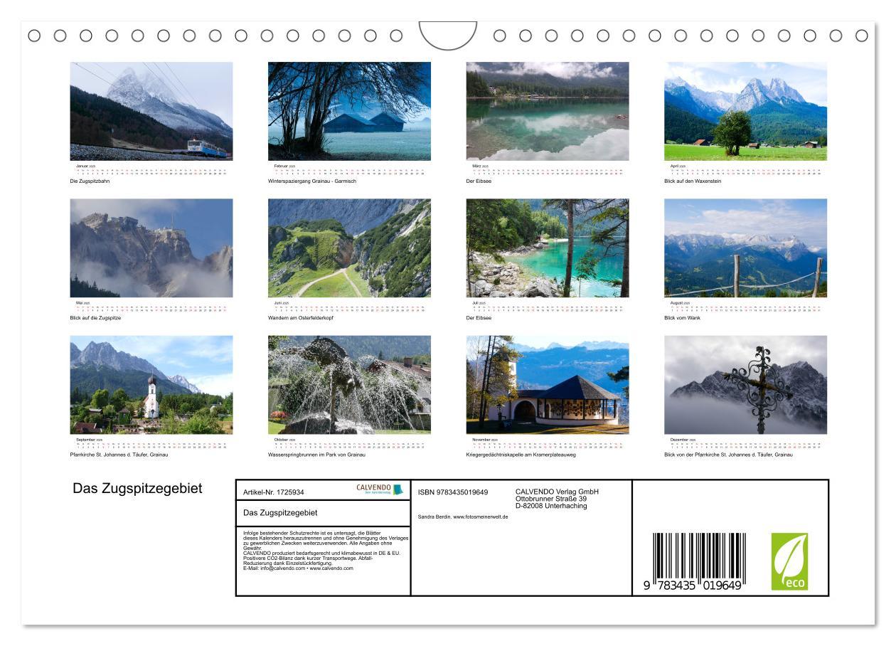 Bild: 9783435019649 | Das Zugspitzegebiet (Wandkalender 2025 DIN A4 quer), CALVENDO...