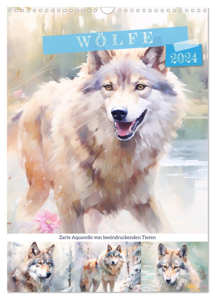 Cover: 9783383651939 | Wölfe. Zarte Aquarelle von beeindruckenden Tieren (Wandkalender...