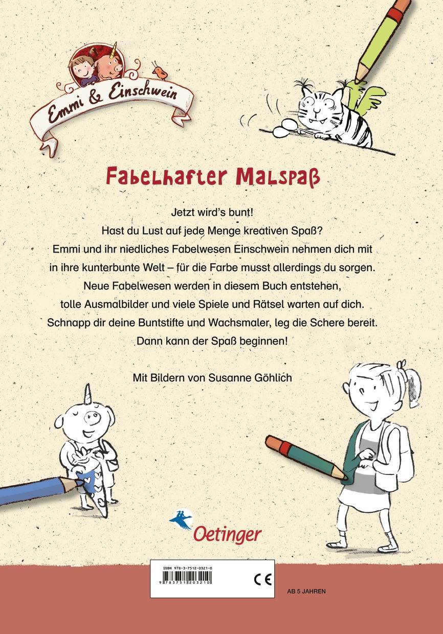 Rückseite: 9783751203210 | Emmi &amp; Einschwein. Das fabelhafte Mal- und Rätselbuch | Anna Böhm