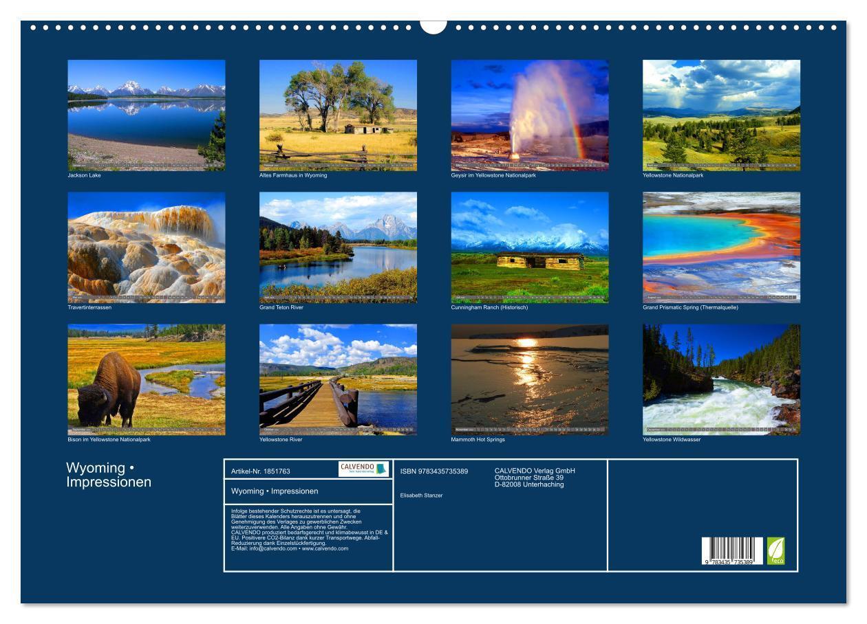 Bild: 9783435735389 | Wyoming ¿ Impressionen (Wandkalender 2025 DIN A2 quer), CALVENDO...