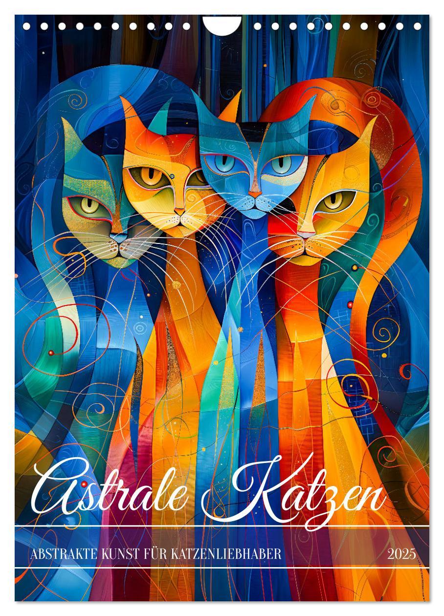 Cover: 9783457172100 | Astrale Katzen - Abstrakte Kunst für Katzenliebhaber (Wandkalender...