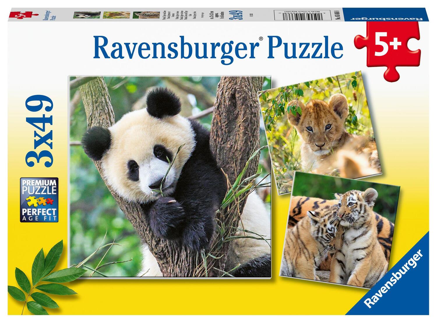 Cover: 4005556056668 | Ravensburger Kinderpuzzle - 05666 Panda, Tiger und Löwe - 3x49...