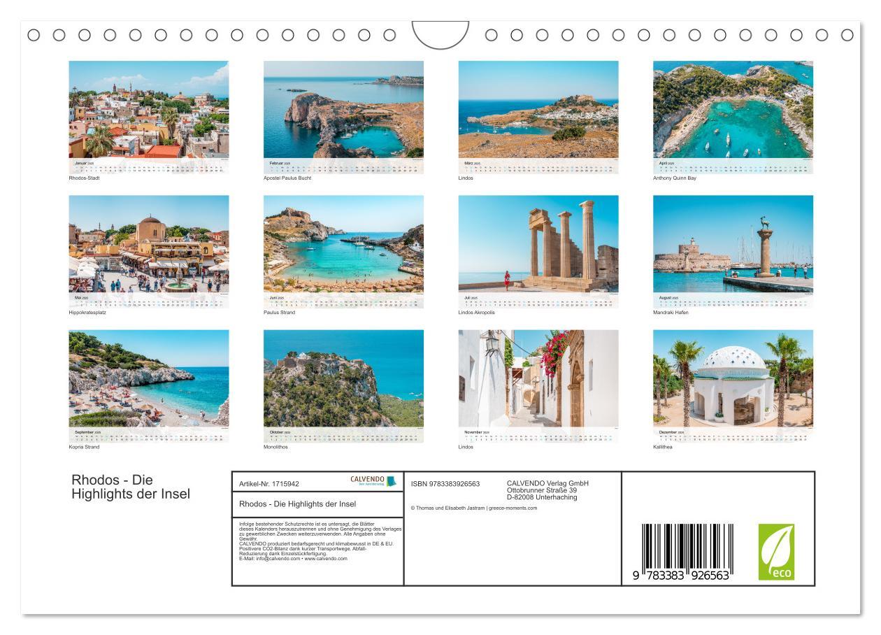 Bild: 9783383926563 | Rhodos - Die Highlights der Insel (Wandkalender 2025 DIN A4 quer),...