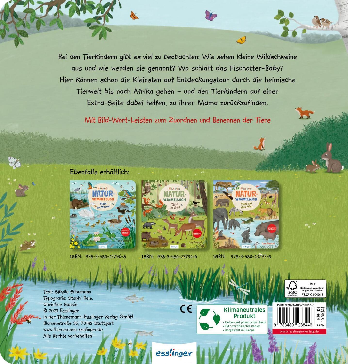 Rückseite: 9783480238446 | Mein erstes Natur-Wimmelbuch: Bei den Tierkindern | Sibylle Schumann