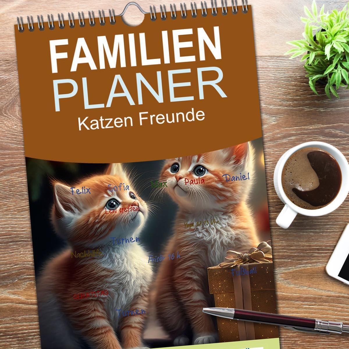 Bild: 9783457094228 | Familienplaner 2025 - Katzen Freunde mit 5 Spalten (Wandkalender,...