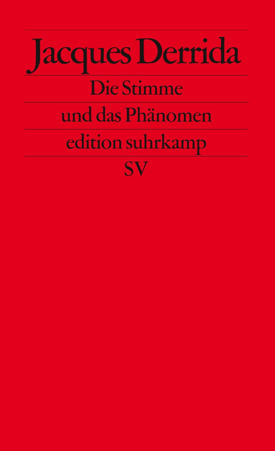 Cover: 9783518124406 | Die Stimme und das Phänomen | Jacques Derrida | Taschenbuch | Deutsch