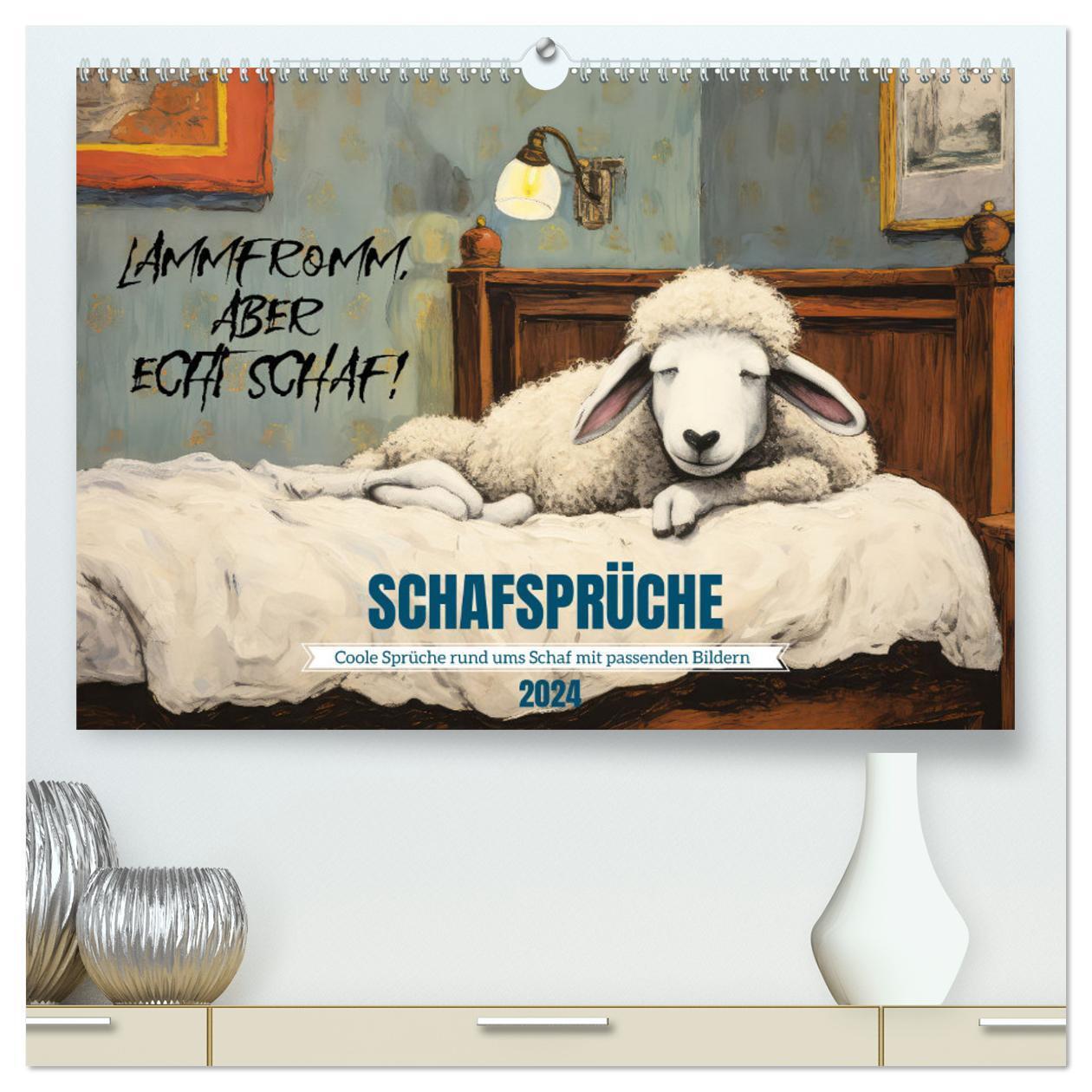 Cover: 9783383746673 | Schafsprüche (hochwertiger Premium Wandkalender 2024 DIN A2 quer),...