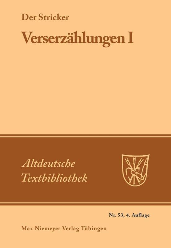 Cover: 9783110483673 | Verserzählungen I | Der Stricker | Taschenbuch | XXIII | Deutsch