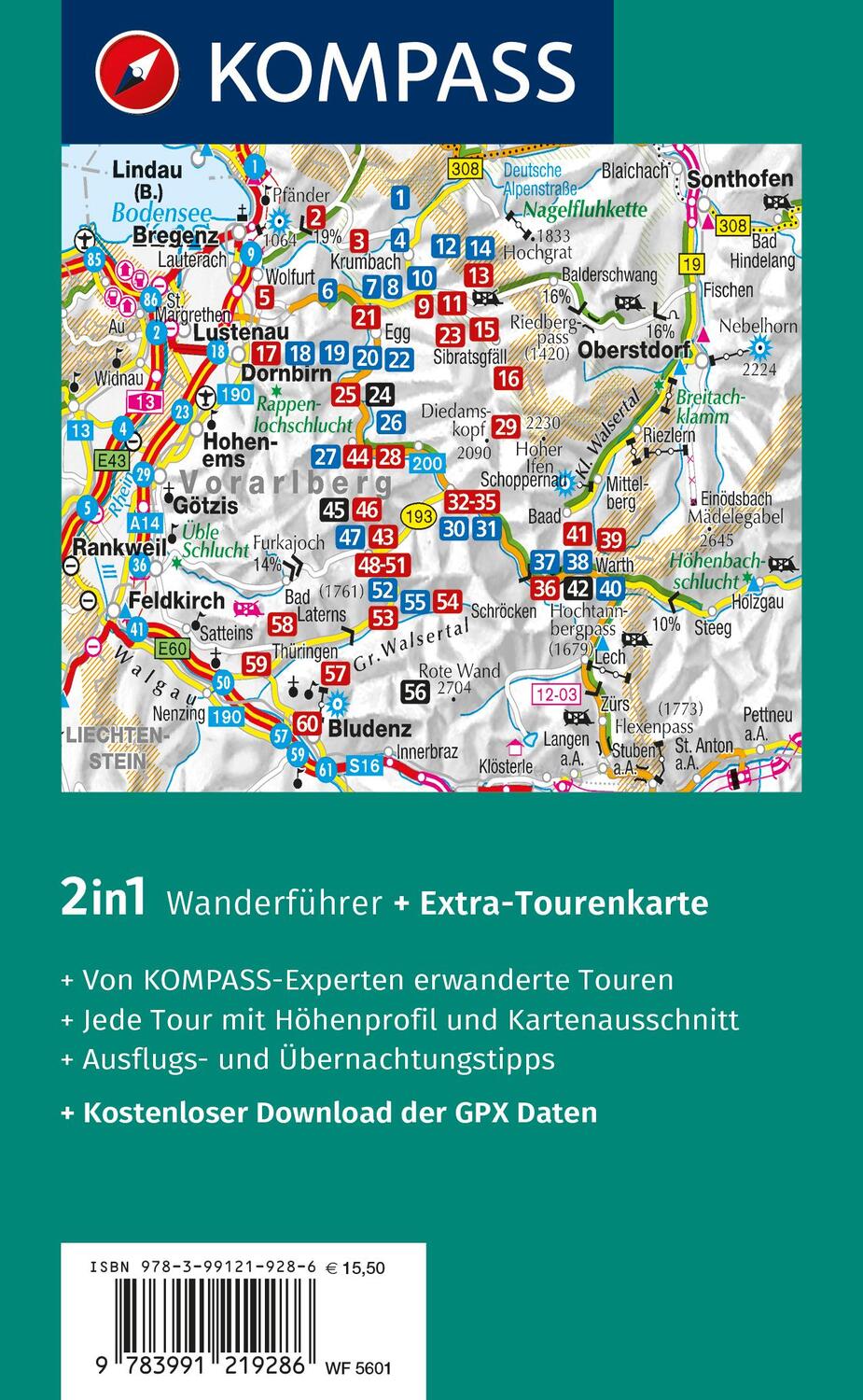Rückseite: 9783991219286 | KOMPASS Wanderführer Bregenzerwald und Großes Walsertal, 60 Touren