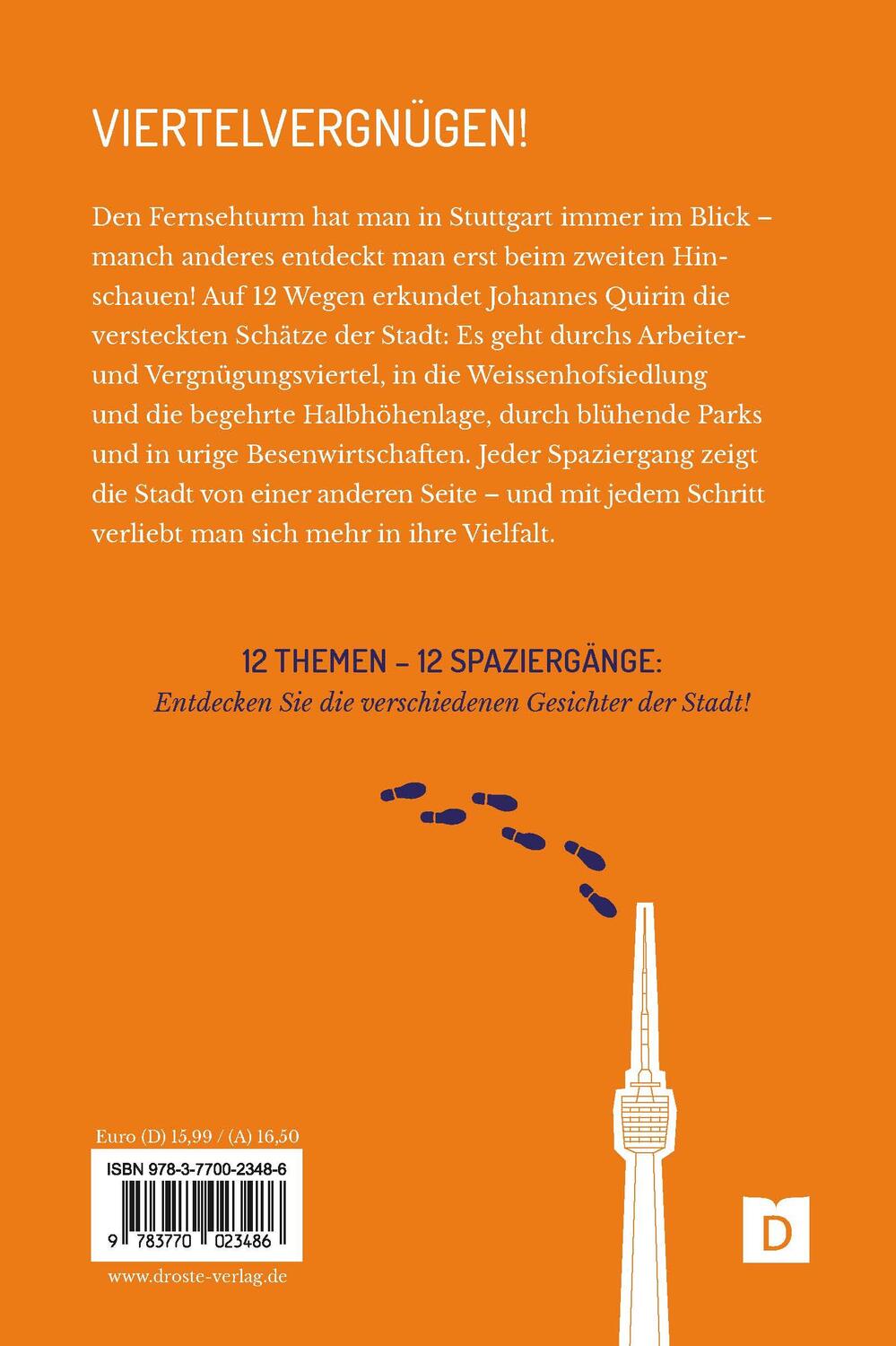 Rückseite: 9783770023486 | Zu Fuß durch Stuttgart | 12 Spaziergänge | Johannes Quirin | Buch