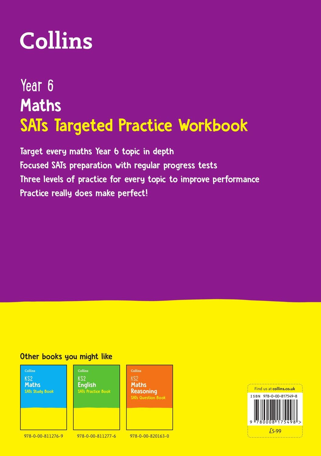 Rückseite: 9780008175498 | Year 6 Maths KS2 SATs Targeted Practice Workbook | For the 2024 Tests