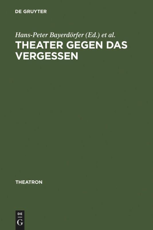 Cover: 9783484660212 | Theater gegen das Vergessen | Bühnenarbeit und Drama bei George Tabori