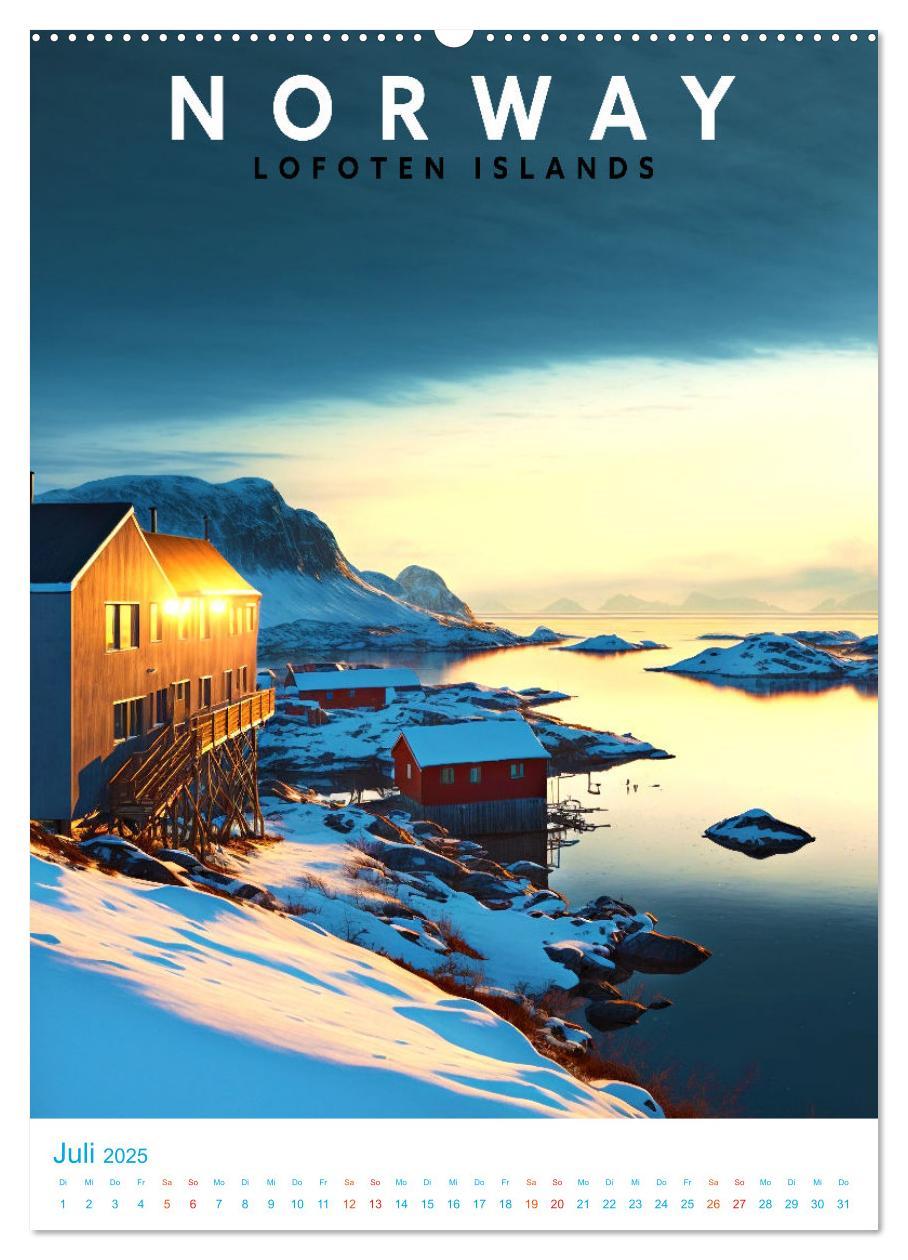 Bild: 9783435885022 | Lofoten - Old School Poster Style (Wandkalender 2025 DIN A2 hoch),...