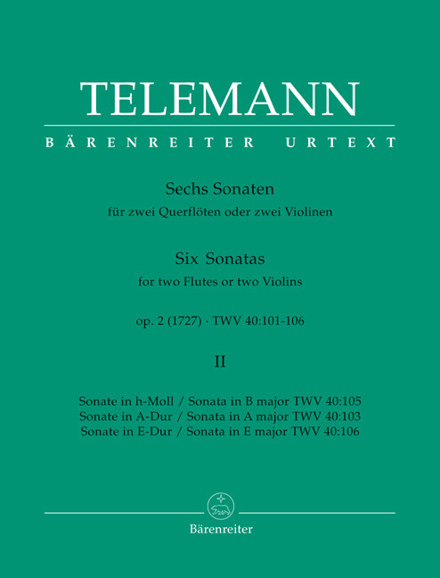 Cover: 9790006428328 | Six Sonatas Op 2 Book 2 | Urtext | Georg Philipp Telemann | Buch