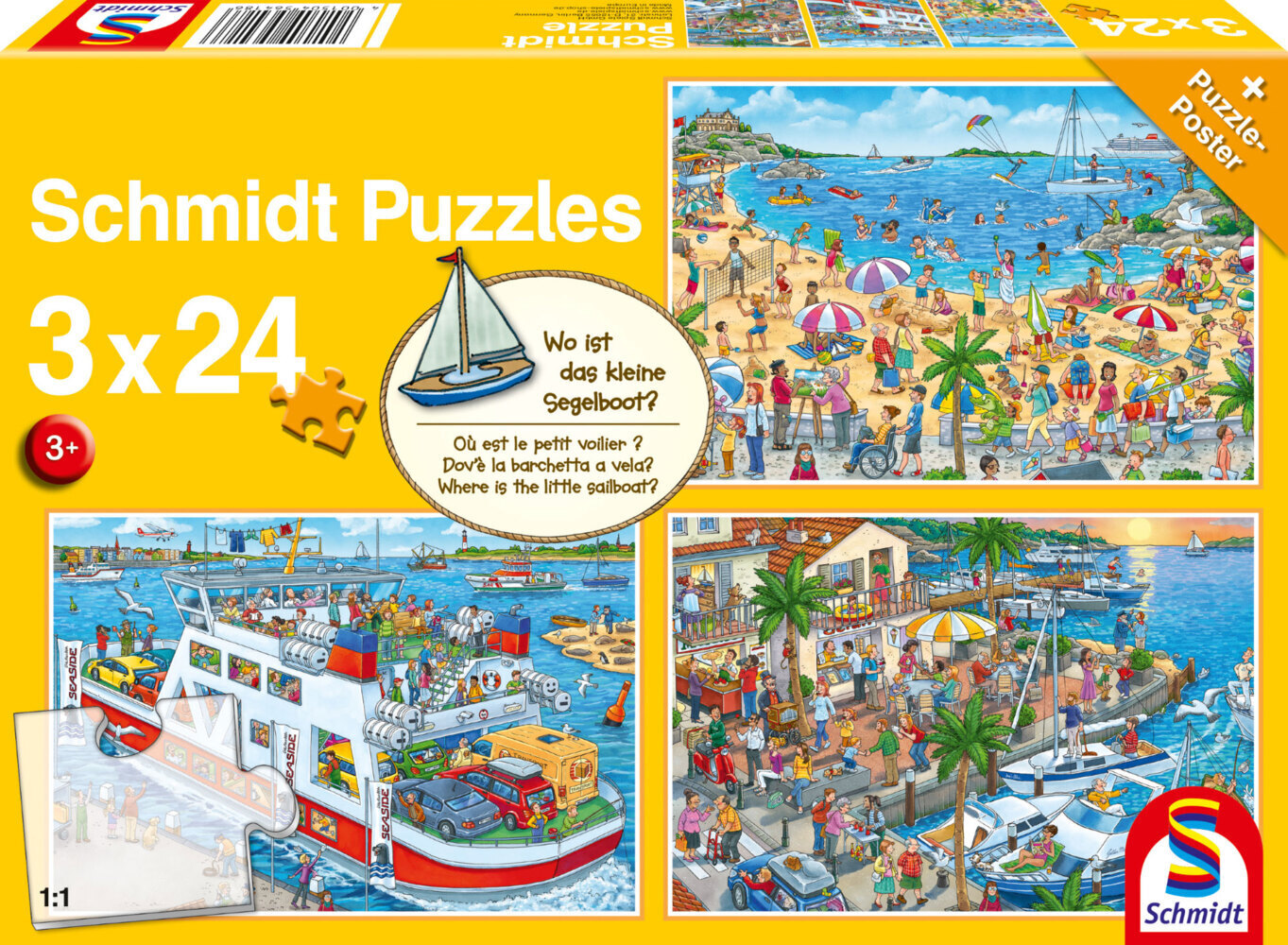 Cover: 4001504564186 | Wo ist das kleine Segelboot? (Puzzle) | Kinderpuzze 3x24 Teile | Spiel