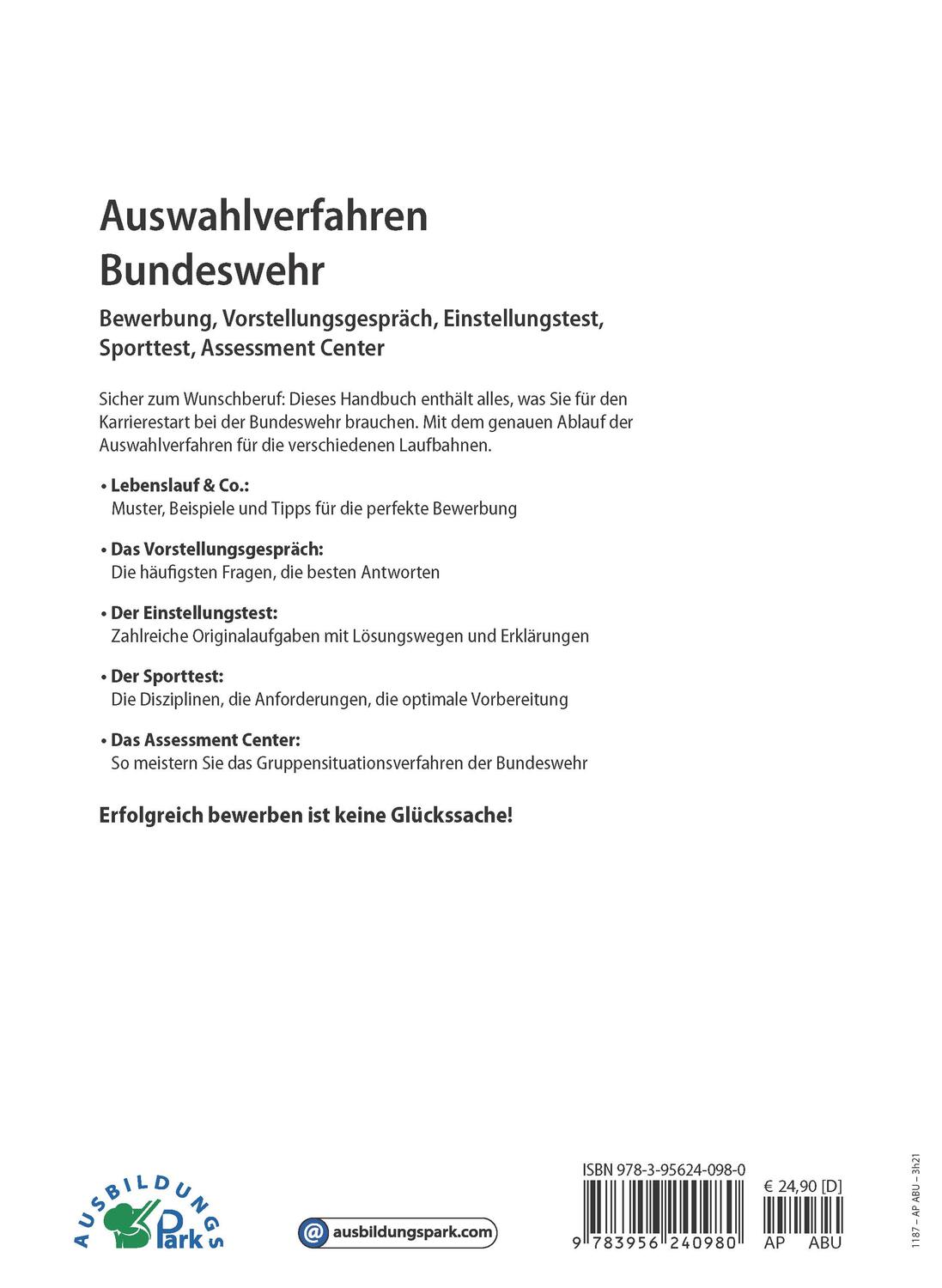 Rückseite: 9783956240980 | Auswahlverfahren Bundeswehr | Kurt Guth (u. a.) | Taschenbuch | 350 S.