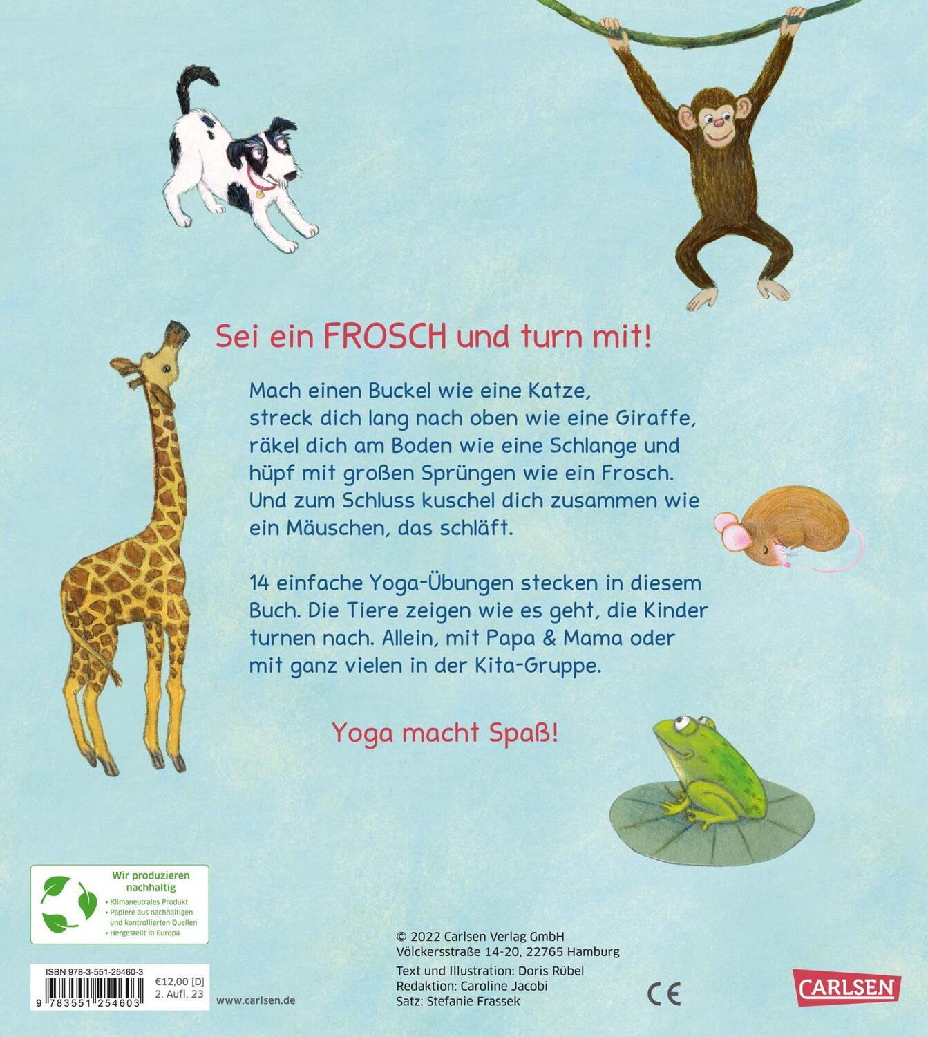 Rückseite: 9783551254603 | Turnen wie die Tiere - Das große Yoga Buch für kleine Kinder | Rübel