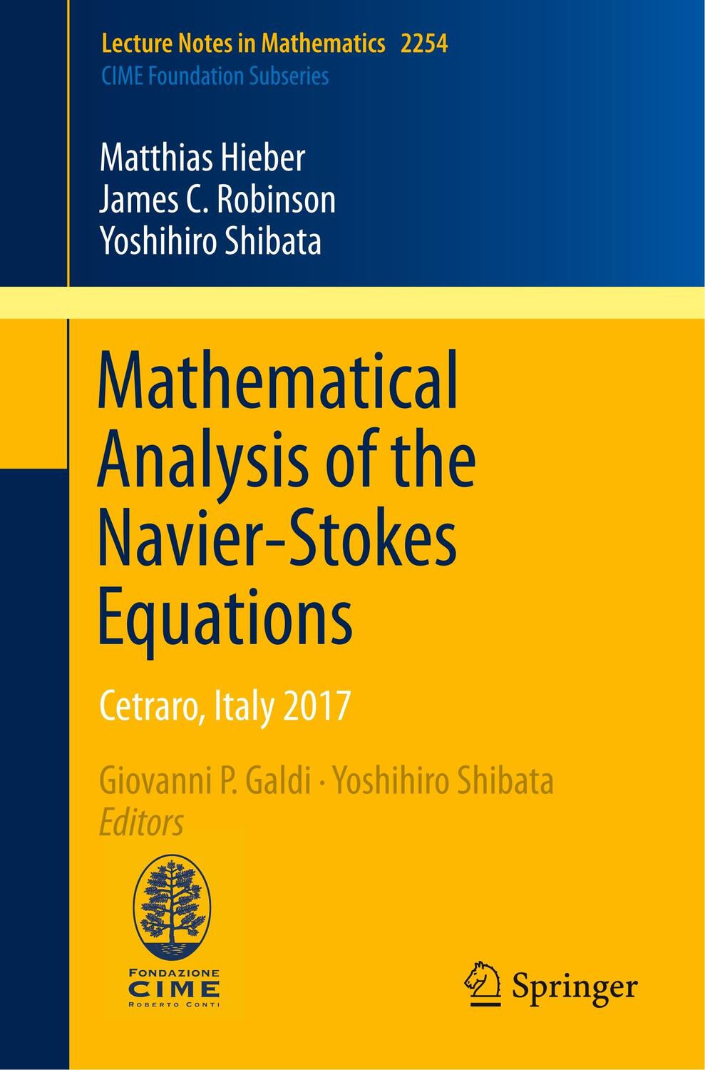 Cover: 9783030362256 | Mathematical Analysis of the Navier-Stokes Equations | Hieber (u. a.)
