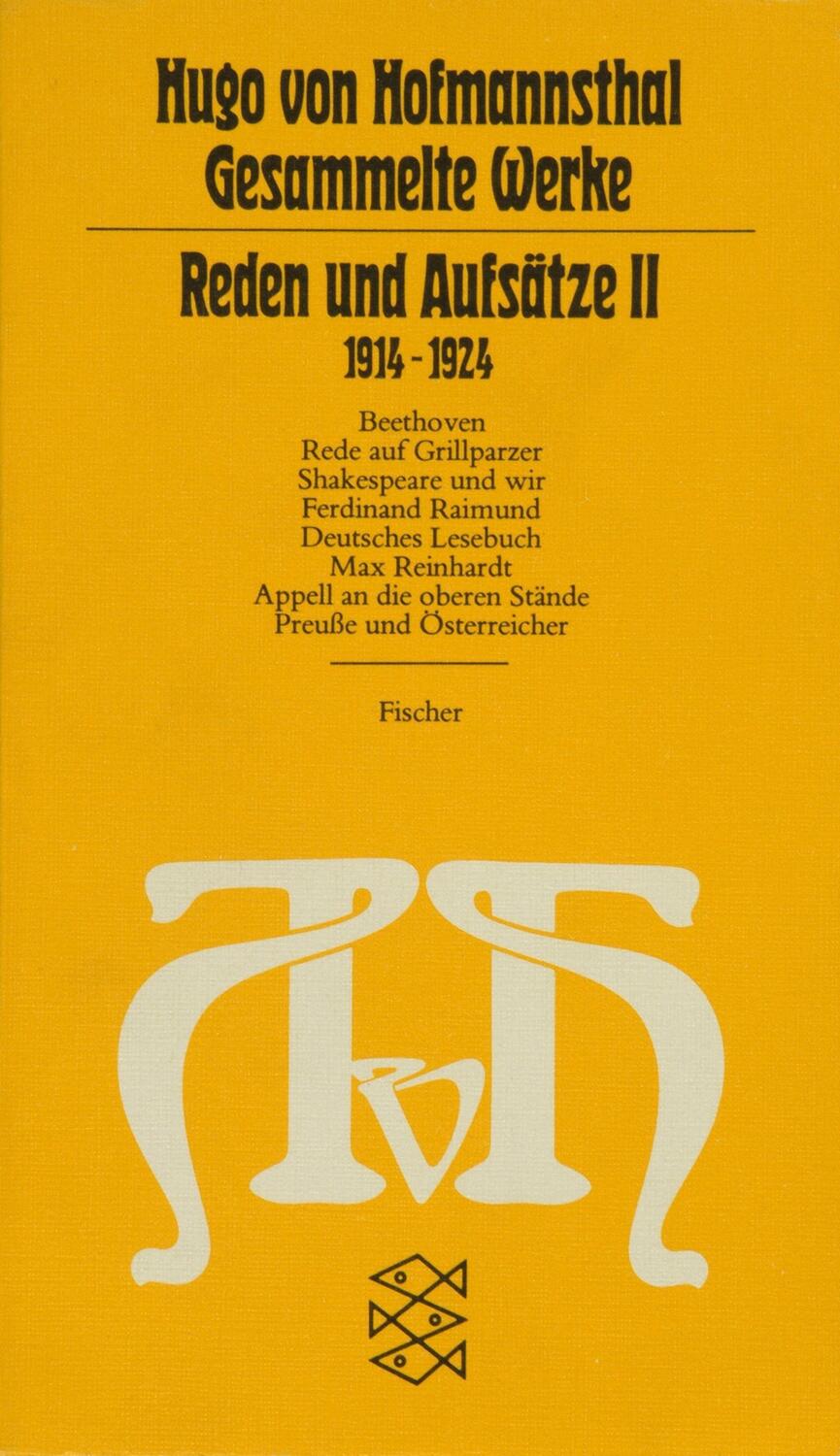 Cover: 9783596221677 | Reden und Aufsätze II | Hugo von Hofmannsthal | Taschenbuch | 560 S.