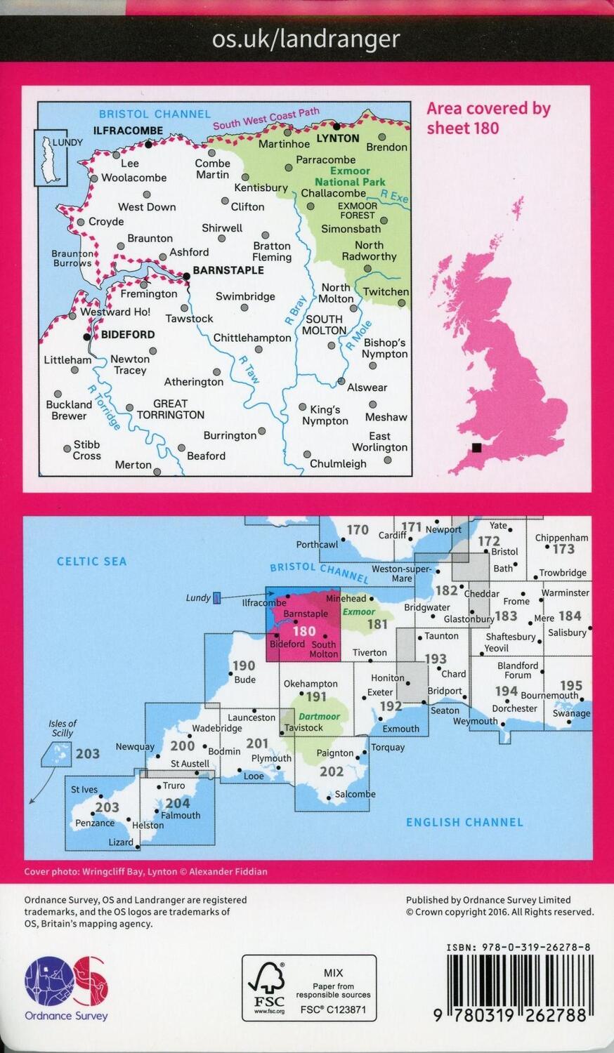 Bild: 9780319262788 | Barnstaple &amp; Ilfracombe, Lynton &amp; Bideford | Ordnance Survey | 2016