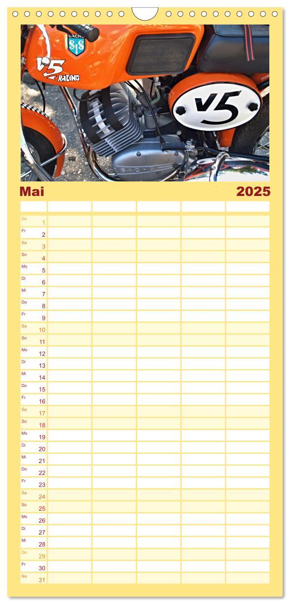 Bild: 9783457099605 | Familienplaner 2025 - Vintage Mopeds mit 5 Spalten (Wandkalender,...